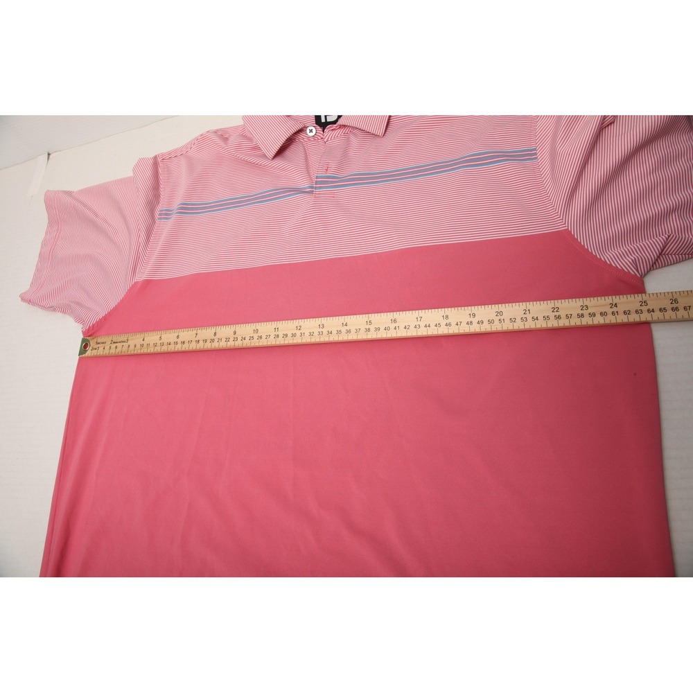 FootJoy Polo Shirt Mens XL Pink Stripe Golf Performance Stretch Hershey CC Logo - Picture 7 of 11
